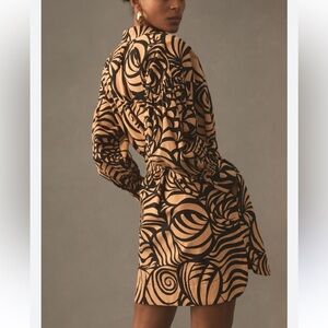 Anthropologie Black and Tan Swirl Mini Dress